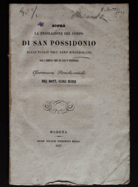 Copertina - MAINI 1857 - La traslazione del corpo di San Possidonio