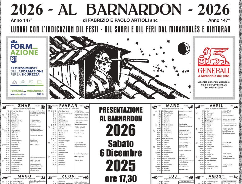 Sabato 6 Dicembre a Mirandola - Presentazione del lunario