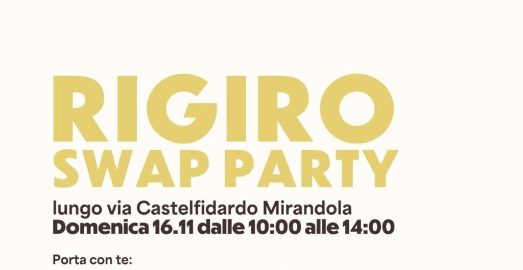 16 Novembre a Mirandola - Rigiro Swap Party