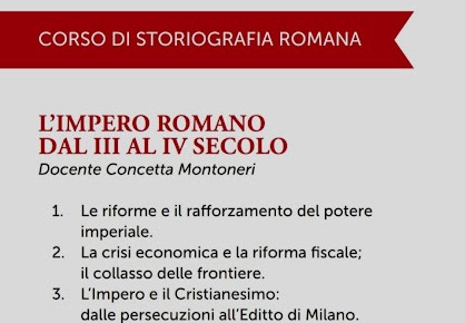 2 Febbraio a Mirandola – Università della Libera Età – L’Impero Romano dal III al IV Secolo