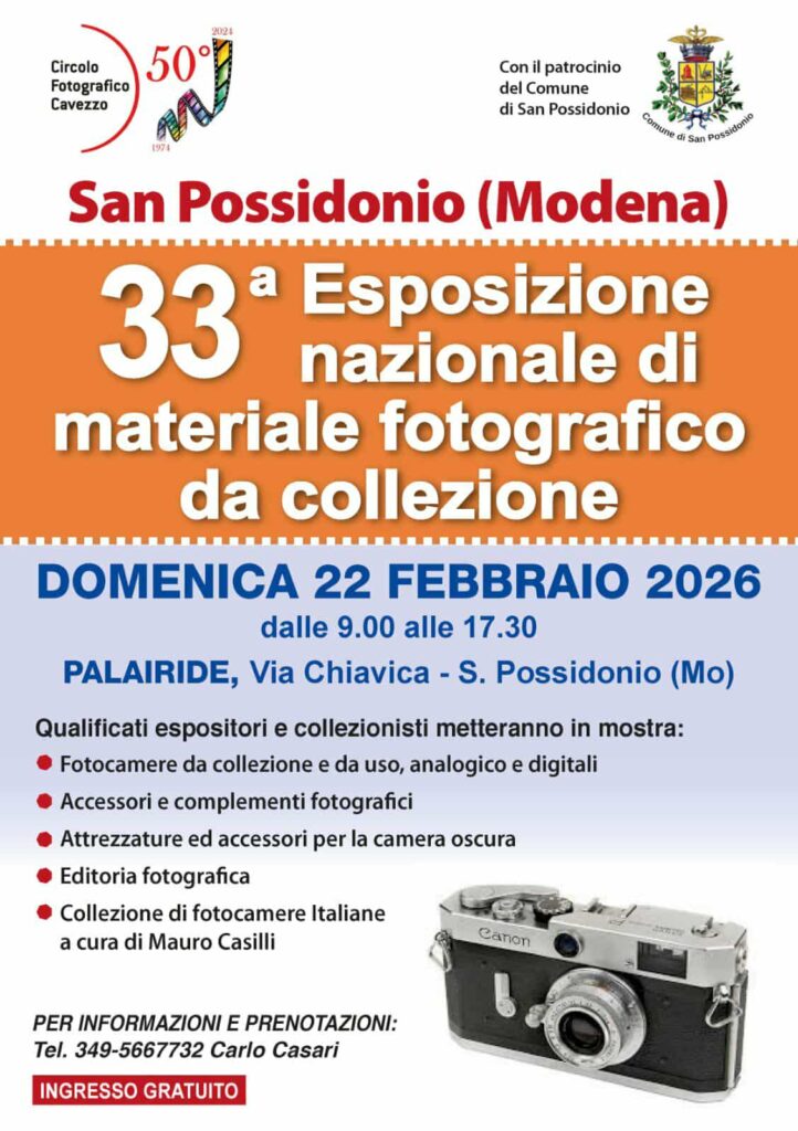 22 Febbraio a San Possidonio - 33a Esposizione nazionale di materiale fotografico da collezione