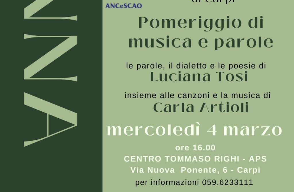 4 Marzo a Carpi - Luciana Tosi - Pomeriggio di musica e parole