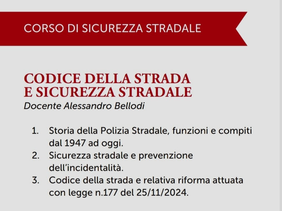 11 Marzo a Mirandola - Università della Libera Età - Corso di sicurezza stradale