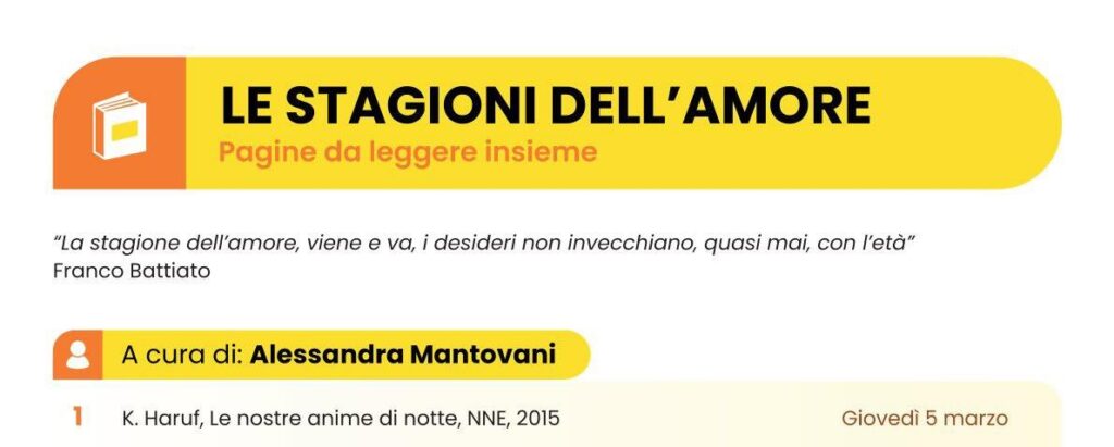 5 Marzo a Mirandola - Le stagioni dell'amore - A cura di Alessandra Mantovani