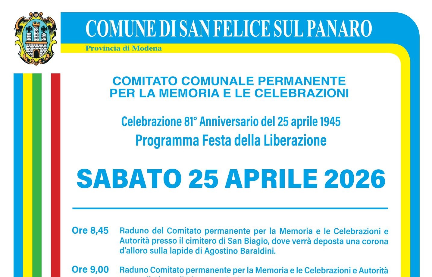 25 Aprile a San Felice – Programma per le celebrazioni del 25 Aprile