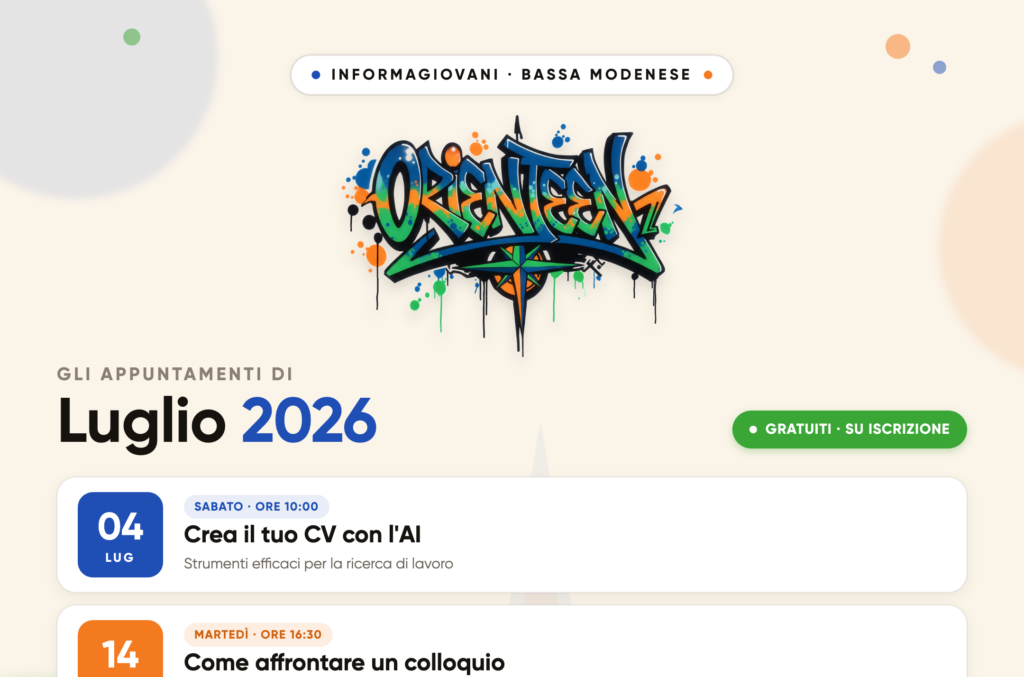 A Medolla parte il ciclo di incontri dell'Informagiovani Orienteen
