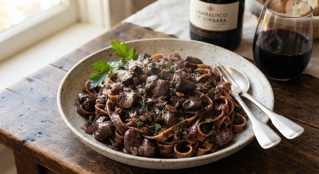 La ricetta l'ho trovata in un vecchio testo, non so chi è l'Erminia nè se è emiliana però il lambrusco è citato quindi l'idea che sia nostrana mi aggrada.....