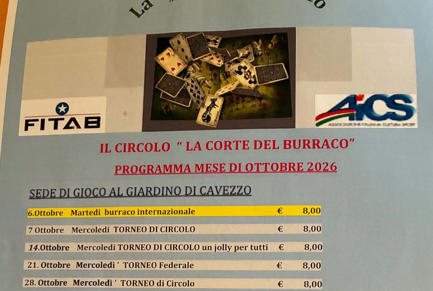 Dal 6 ottobre iniziano , nelle varie sedi, gli incontri di
